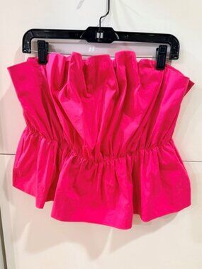 Destinaire Hot Pink Strapless Peplum Top Large NWOT